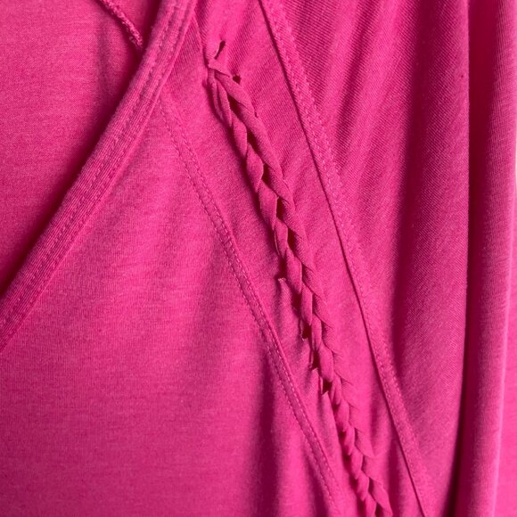 Trina Turk Recreation Size L Pink V Neck Long Sleeve Top Casual Stretch Barbie - Picture 5 of 8